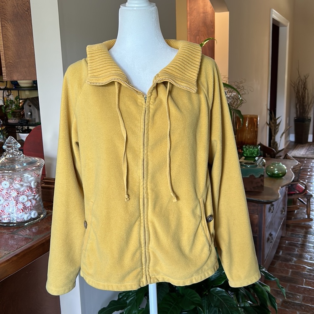 Lands' End Ribbed cowl neck fleece Jacket szL - Picture 3 of 11